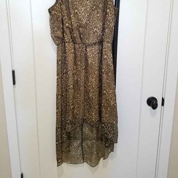 dress high low leopard animal print sleeveless - Picture 2 of 6